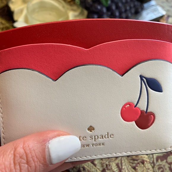 Authentic Kate Spade Leather Cherry colorblock slim card case - Picture 6 of 7